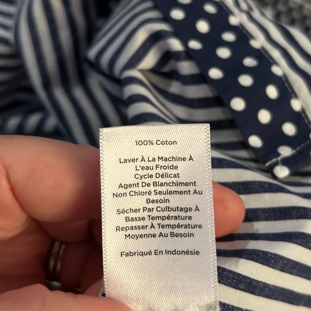 Talbots Office Button Down Petite Small Navy & Wh… - image 7